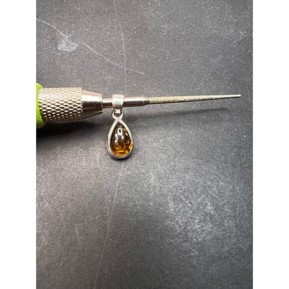 NEW Dravite orange tourmaline sterling silver teardrop pendant 1.49 grams - Picture 6 of 16